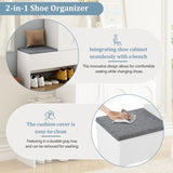 ON-TREND Elegant 2-in-1 Shoe Cabinets with Soft Cushion, Modern Storage Bench with Arched Doors & N721P245716K