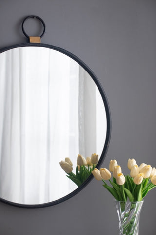 ZUN 24" x 27" Wall Mirror with Black Frame, Contemporary Minimalist Accent Mirror for Living Room, W2078124367