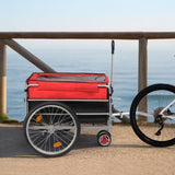 Q235 steel pipe 96*75*58cm bicycle trailer rack black and red 100kg cargo trailer with handle 68255169