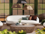 Willow 71" Upholstered Woven Patio Deep Seating Sofa, Golden Brown Wicker Frame, Wheat Beige B2719P305700