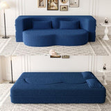 Modern Floor Sofa with 2 Pillows,Convertible Teddy Fabric Foam-Filled Sleeper Sofa Bed,15" Full Size 10423071