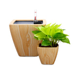 ZUN 2-Pack Smart Self-watering Planter Pot for Indoor and Outdoor - Light Wood - Square Cone B046P144623