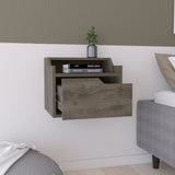 Winchester Floating Nightstand, Modern Dual-Tier Design with Spacious Single Drawer Storage, Dark B097P199740