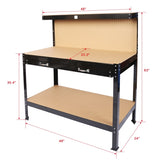 Steel Workbench Tool Storage Work Bench Workshop Tools Table W/Drawer and Peg Board 63" W46517479