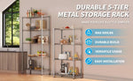 ZUN Heavy Duty Shelving Unit, Wire Metal Stackable Storage, 5-Tier Shelf, Chrome, 36" W x 13.8" D x W1134143003