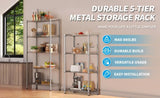 ZUN Heavy Duty Shelving Unit, Wire Metal Stackable Storage, 5-Tier Shelf, Chrome, 36" W x 13.8" D x W1134143003