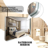 40x30inch Brushed Silver Rounded Corner Rectangle Mirror For Wall Metal Frame Wall Mounted W2091126976
