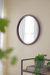 ZUN 20" x 20" Circle Wall Mirror with Wooden Frame and Walnut Finish,Wall Mirror for Living Dining W2078124339