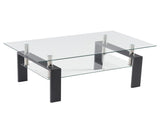 Arc Shaped Two Tiers Tempered Glass Coffee Table 58251189