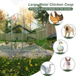 ZUN Large Metal Chicken Coop, Walk-in Chicken Run,Galvanized Wire Poultry Chicken Hen Pen Cage, Rabbits 10154929