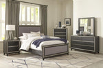 ZUN Modern Bedroom 1pc Dresser of 6 Drawers Grooves Cutouts Pulls Ebony Finish and Silver Contemporary B011P170939