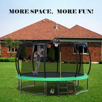 ZUN 12FT Recreational Kids Trampoline with Safety Enclosure Net & Ladder, Outdoor Recreational W1163P164306