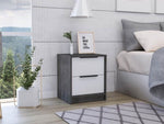 ZUN Kaia Nightstand , End Table, Side Table Two Drawers, Metal Handle -Smokey Oak / White B20092019