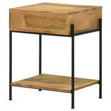 Natural Mango 1-Drawer Accent Table with Bottom Shelf B062P153900
