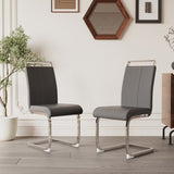 ZUN Modern Dining Chairs,PU Faux Leather High Back Upholstered Side Chair with C-shaped Tube plating 45965219