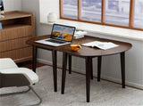 45" Extendable Dining Table Set, 2 Half-Round Tables Convertible to Oval for 4-6 People Walnut 96706784