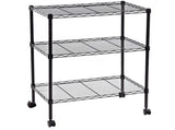 3-Layer Plastic Coated Iron Shelf with 1.5" Plastic Wheels 350*600*850 Black 03624024