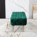 ZUN Sira Velvet Button Tufted Bench with Gold Metal Legs, Green T2574P164598