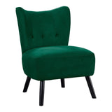 ZUN Unique Style Green Velvet Covering Accent Chair Button-Tufted Back Brown Finish Wood Legs Modern B01143824