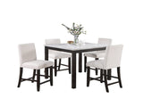 Modern 5pc Counter Height Dining Set Kitchen Dinette Marble Top Table and 4x High Chairs White B011P184983