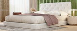 ZUN Queen Size Tufted Upholstered Platform Bed, White WF325836AAK