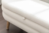 036-Velvet Fabric Storage Bench Bedroom Bench With Wood Legs For Living Room Bedroom Indoor,Ivory 00126877