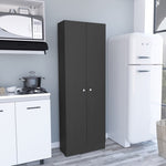 ZUN Multistorage Pantry Cabinet, Five Shelves, Double Door Cabinet -Black B20091964