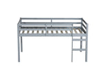 ZUN Solid Wooden, Rubber Wooden Twin Loft Bed with Ladder, Bed Platform of Strengthened Slats , Grey W504P190928