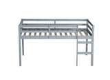 ZUN Solid Wooden, Rubber Wooden Twin Loft Bed with Ladder, Bed Platform of Strengthened Slats , Grey W504P190928