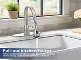 Kitchen Faucet with Pull Down Sprayer and 4 Spraying Modes Brushed Nickel Commercial 1 or 3 Hole 83119103
