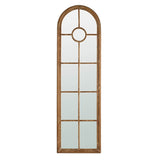 ZUN 24x79" Half-Round Elongated Mirror with Decorative Window Look Classic Architecture Style Solid Fir W2078126755