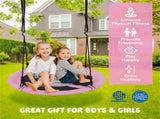 Pink 40" Saucer Tree Swing, 2 Hanging Ways 360&deg Rotation Adjustable Ropes 46.5"-68" 76748698