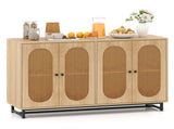 Natural PE Rattan Large Buffet Sideboard , 4-Door Design with Removable Adjustable Shelves 82926785