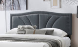 Modern Vintage Look 1pc Queen Size Bed Charcoal Burlap Fabric Nailhead Trim Accents Headboard B011P238960