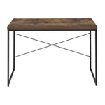 ZUN Weathered Oak and Black Writing Desk with Metal Sled Base B062P184521