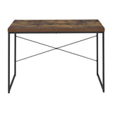 ZUN Weathered Oak and Black Writing Desk with Metal Sled Base B062P184521