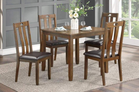 ZUN Brown Finish 5pc Dining Table and 4 Side Chairs Upholstered Seat Wooden Kitchen Dining Furniture B011P170887