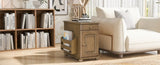 U-Can Vintage End Table Flip Top Side Table with USB Ports, One Multifunctional Drawer with cup N724P293133D