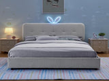 Full Size Kids Upholstered Bed with Oversized Rabbit Ear Headboard, LED Light & 4 Storage Drawers, W1413P384924