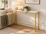 31.50"x7.87"x31.10" Console Table, MDF with Melamine Veneer & Iron Frame, with Power Outlet, White & 93057525