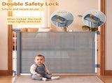 Retractable Baby Gate, 71in Wide Mesh Safety Gate with Double Lock, One-Hand Operation, No Bottom 79263297