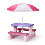 Kids Outdoor Table and Chair Sets with Removable Umbrella, Kids Picnic Table for Backyard Garden 09697987