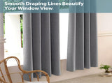 2pcs dark grey 100% blackout curtains with snap-on top, suitable for hanging use. They have 81523922