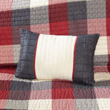 ZUN 6 Piece Printed Herringbone Quilt Set with Throw Pillows Red Full/Queen B03597496