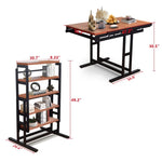 ZUN Medium-Size Rubber Wood Multifunction Convertible Dining Table,Transition Dining Table and Shelf for W76056900