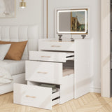 23.6'' Wide Makeup Vanity Table with Flip Top Lighted,Storage Makeup Stool,3 in 1 Vanity Desk with W2887P284271