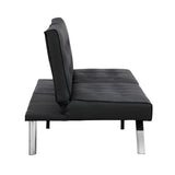 ZUN WOOD FRAME, STAINLESS LEG, FUTON, SOFA BED BLACK PVC W2297P247530