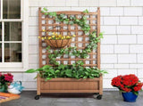 50" H Raised Garden Bed with Trellis Planter Box Dark Brown 40988413