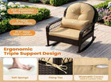 Heavy Duty PE Wicker Patio Rocking Chair 400LBS, Outdoor Rocker with Removable Washable Sponge 00723575