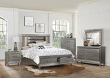 ZUN Silver Gray Metallic Finish Glam Style Storage Chest of 5 Drawers Wooden 1pc Modern Bedroom B011P176906